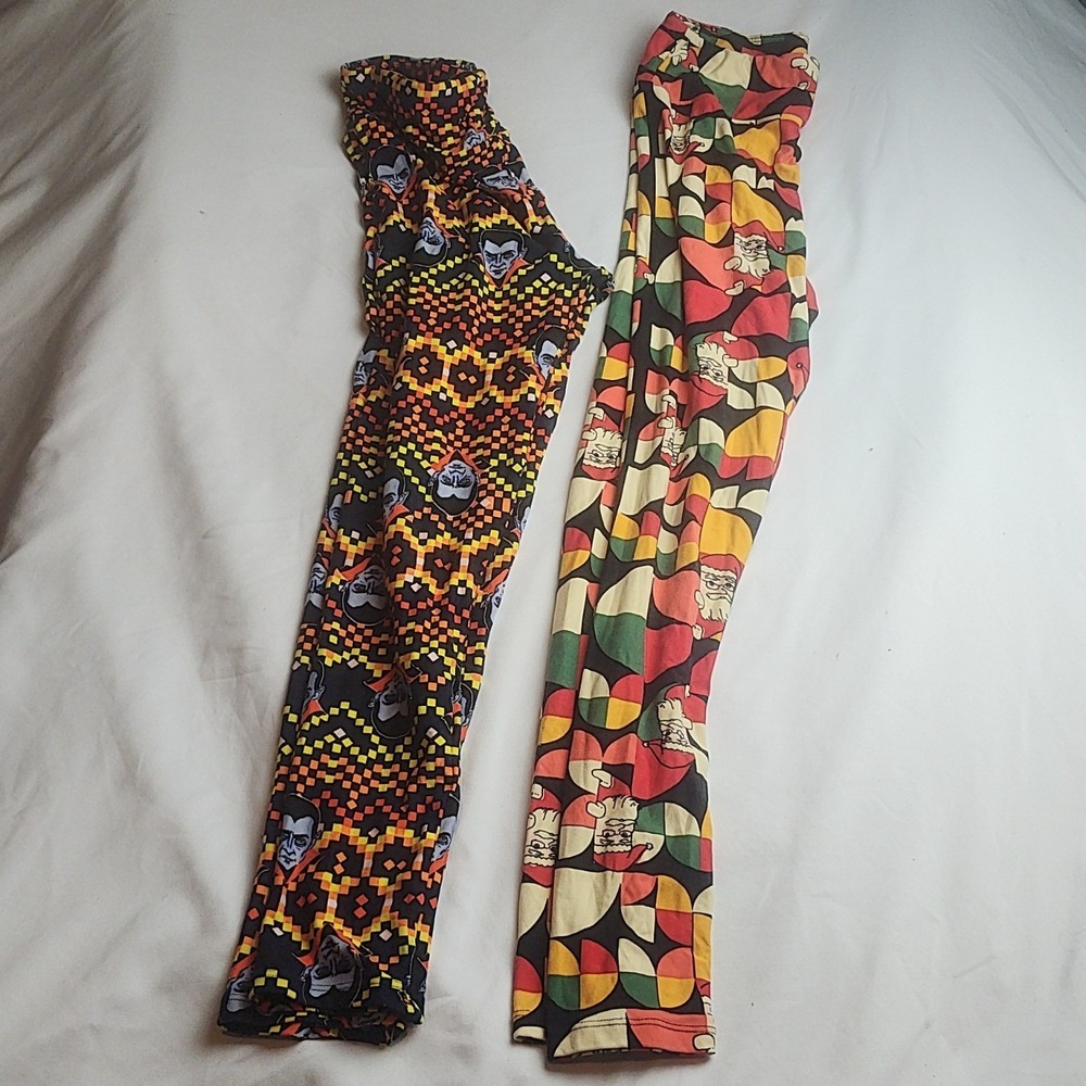 LuLaRoe Leggings Graphic Print Halloween Christmas Multicolor Women's One Size